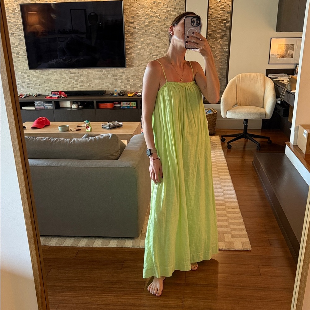 H&M Lime Green Flowy Maxi Dress Size XS